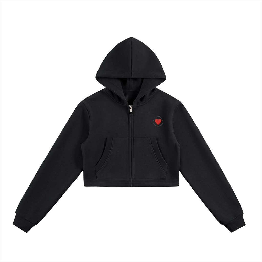 Essential Cropped Zip-Up Hoodie